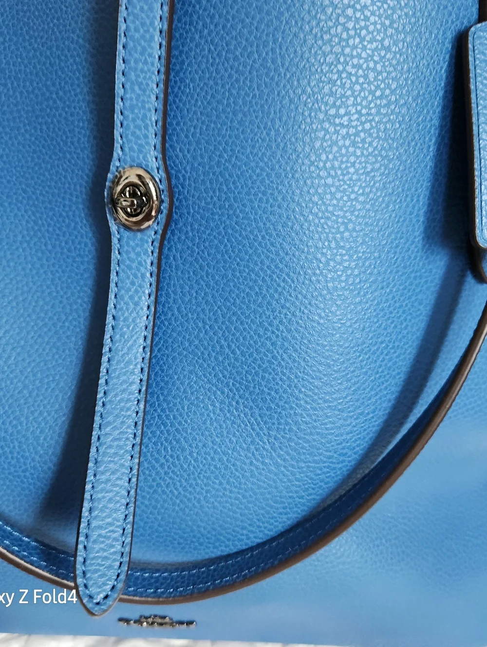 Coach Bright Blue Pebbled Leather Tote with New Tag + Wallet - Picture 5 of 16